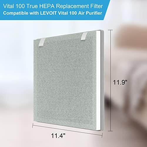 Gokbny Vital 100 True Hepa Filter Filter Complational со Levoit Vital 100 прочистувач на воздухот, дел од делот витален 100-RF, шест филтри