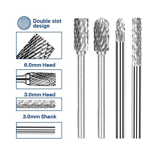 Rotary Burrs на Tunfsten Carbide Rotary Burrs 20pcs Rotary File Set 3mm Shank Double Cut Electric Electric Grinding Tools Altes 20 парчиња