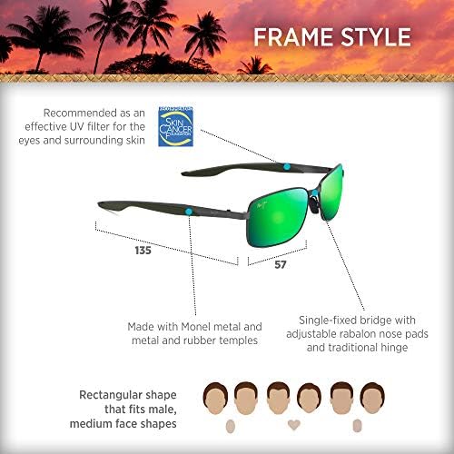 Мауи Џим Машки Плитки Поларизирани Правоаголни Очила За Сонце