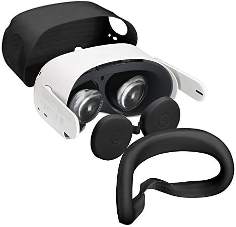 Силиконски опфаќа комплети 3 компјутери за Oculus Quest 2-Маска за подлога за лице и капаци на капакот на леќи и меки VR школка заштитени, заштитени,