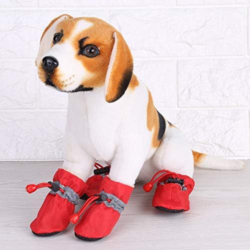 Чевли за кучиња 4 парчиња шепи со еластични ленти за прицврстување поставени анти-лизгачки чевли за домашни миленичиња чевли чизми водоотпорен