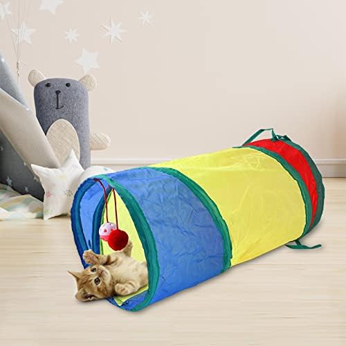 Baoblaze Cat Tunnel Tume игра шатор со играчка топка преклопена за маче
