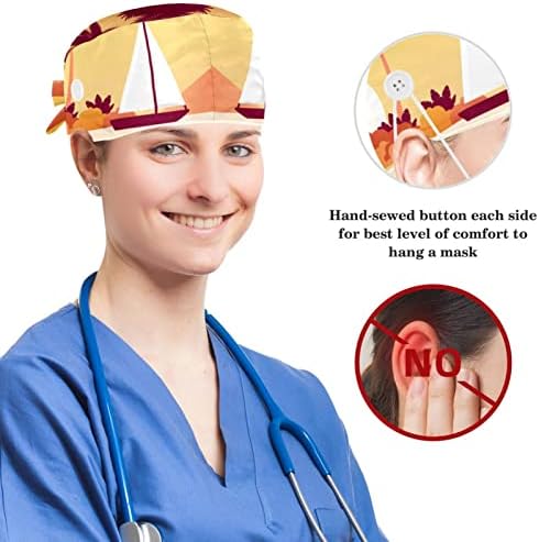 yoyoamoy прилагодливо работно капаче со копче памук џемпери цвета бела маргаритка апстрактна уметност хирург капа за жени