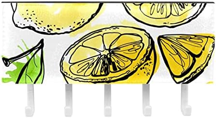 Laiyuhua Шарени лепливи куки со 5 куки и 1 оддел за складирање, совршен за вашиот влез, кујна, спална соба агруми овошје жолт лимон
