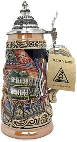 Октоберфест кригла Биержуг .5L Золер и родена кригла направена во германија германско колекционерско керамичко пиво Штајн со капак