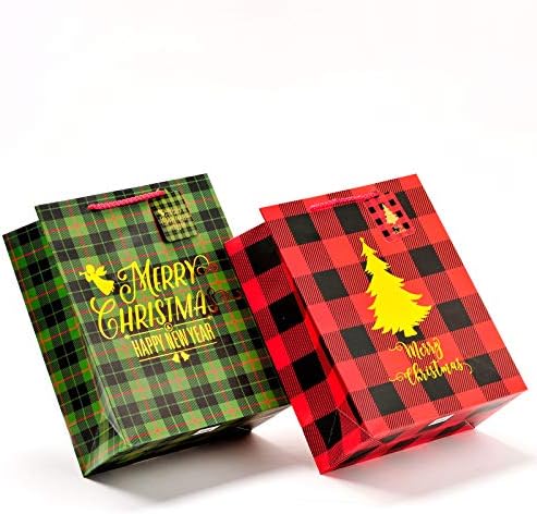 Божиќни Торби За Подароци, 4 Пакети Вреќи За Завиткување Подароци Со Новогодишна Елка И Елен, Торби За Подароци Со Средна Големина Со Мала