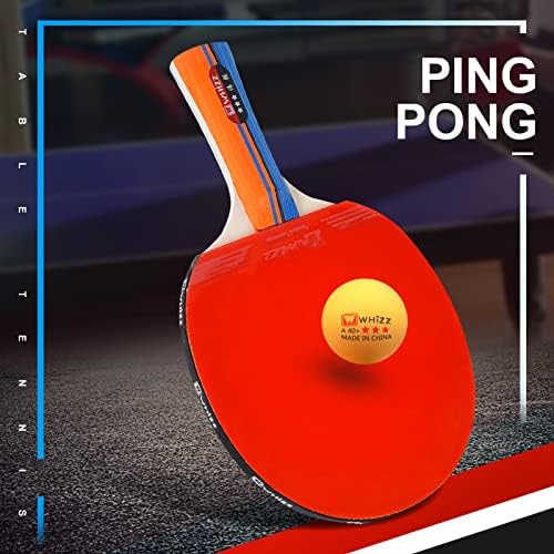 Qichuan Whiz Ping Pong Pong Set, 2 рекети за тенис на табели и 3 A40+ топки за рекреација на отворено во затворен простор