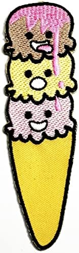 Кленплус 3 парчиња. Сладолед Извезени Железо На Шие На Лепенка Модни Уметности Сладолед Бебе Симпатична Лигњи Цртан Филм Налепница Закрпи