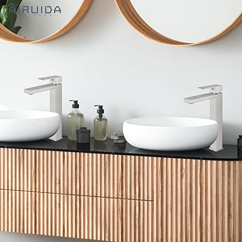 Airuida единечна рачка тапа за мијалник, четкана никел висока тапа за мијалник за бања, една дупка за мијалник за мијалник за мијалник,