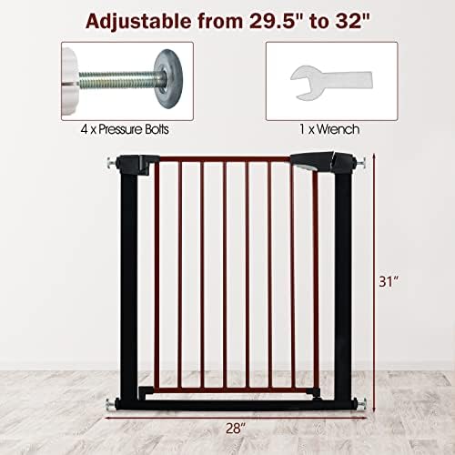 Infans бебе порта, 29,5 -33 широка, 31 висока безбедносна банастерска ограда за куќа од скали на вратите, под притисок монтиран прошетка низ портата