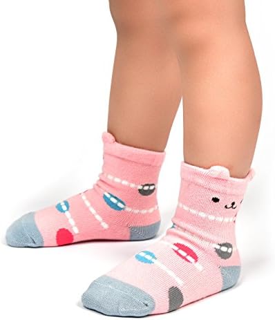 12 парови Девојки девојчиња зафаќаат чорапи кои не се лизгаат со памучни екипаж, чорапи за бебиња девојки анти -лизгачки чорапи за деца девојки