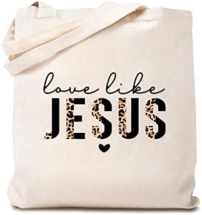 Женска loveубов како Исус половина леопард црно платно торба смешна библиска цитати христијанска торба за купување на еднократна