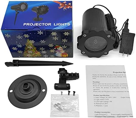 Светиња на проекторот за Божиќни снегулки со влогови на отворено, водоотпорен декоративен декоративен снег LED осветлување wallид