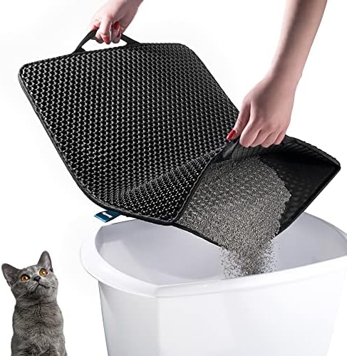 Мат За Фаќање Ѓубре За Мачки со Рачки - Водоотпорен Материјал За Лесно Чистење-Двослоен Дизајн На Саќе