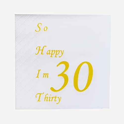 50 парчиња Смешни Салфетки за Забави за 30-ти Роденден, Толку Среќни Триесет Коктел Салфетки За Храна За Еднократна Употреба, Среќна Декорација