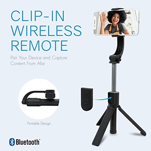 Стабилизатор на селфи за селфи со безжичен далечински управувач за паметни телефони, проширување на Bluetooth Selfie Stick & Tripod,