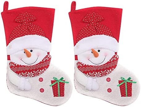 Нашиот прв Божиќен украс 2 парчиња Божиќно порибување Големи Божиќни чорапи Декорација Дедо Мраз Снежен човек ирваси Порибување Божиќни украси