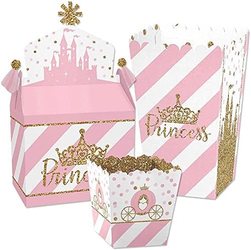 Голема Точка На Среќа Мала Принцеза Круна - Розова И Златна Принцеза Бебе Туш Или Роденденска Забава Третираат Кутија Партија Фронтон Кутии,