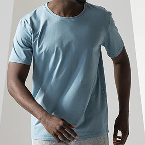 Летни маици за мажи Летна мода ледена свила памук памук со цврста боја маица мажјана разноврсна лабава половина ракав сет