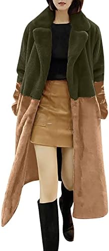 Foviguo долга ракав долга зимска јакна жени дома модерна нејасна вклопена во боја на кардиганс лап -лаптинг топол кардиган