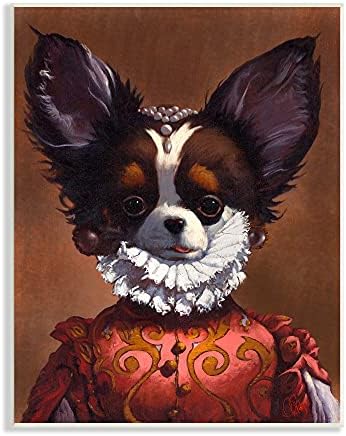 Студената индустрија Смешно кралско кутре портрет Портрет Пет куче ренесансна облека, Дизајн од Томас Флухарти wallидна плакета, 13 х 19, кафеава
