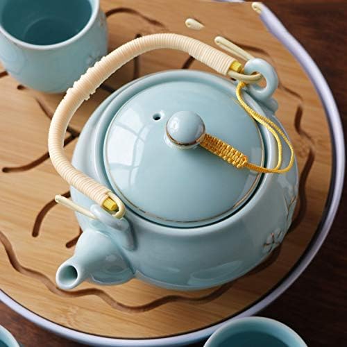 Twdyc 6pcs Рачно изработена порцеланска глазура боја кунг фу чај сет Зен чај здравство затемнување голем капацитет чајник чајник сад