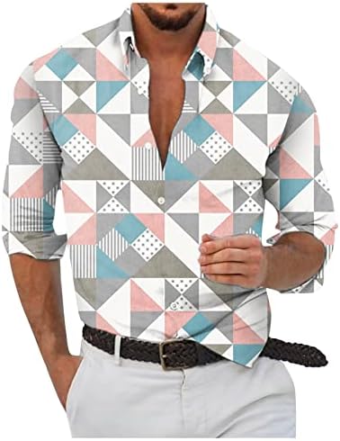Шадко кошули за мажи шорцеви печати спортски тркалезни врвови и маици кратки ракави со долги ракави тенок вклопување лесна