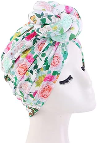Цветен јазол африкански турбан капа цветна шема за глава еластична пред-врзана капаче за бенеи за жени девојки, кралско сино
