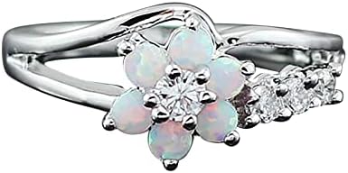 Гроздобер Исклучителни дами прстени розови бели опал циркон прстен бакарен прстен женски гроздобер прстени