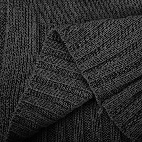 Longенски долги џемпери на кардиган отворени предни долги ракави плетени кардигани со цврста боја трендовски палто за палто со џебови со