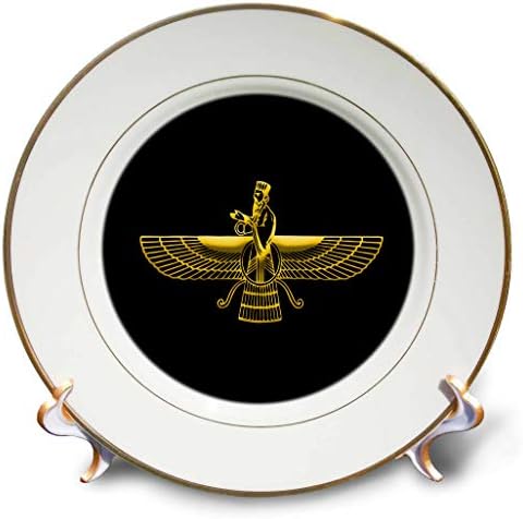 3drose faravahar zoroastrianism Symbol, жолт на црн подарок, 8-инчен