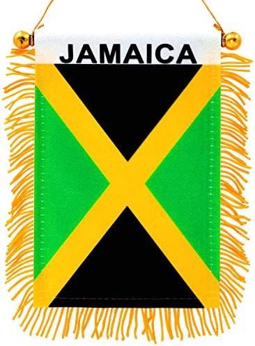 АНЛИ 4 x 6 инчи Јамајка Фрини прозорец што виси знаме - мини знаме за знаме и ретровизорско огледало на ретровизорот - Фринг и двострана