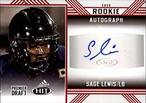 2020 Sage Hit Premier Draft Autograph Red A21 Sage Lewis RC Rookie Auto Football Trading Card