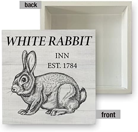 Гроздобер бел зајак гостилница, дрвена кутија, знак рустикален зајак дрвен кутија знак Велигден зајаче декоративен знак блок плакета