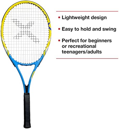 Xcello Sports Sports 2 -Player Aluminum Tennis Racket сет - вклучува две рекети. Шест сите судски топки, и два случаи на носат - достапни во 23