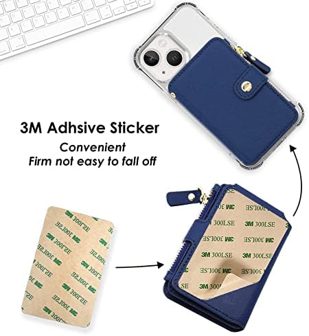 Телефонски паричник стап на, држач за кожни картички M-Plateau PU со џеб за патент монета компатибилен со iPhone и iPhone Case за