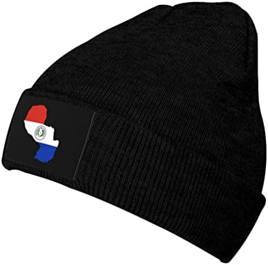 Pooedso знаме мапа на парагвајска капа за мажи жени топло плетено череп капа меки акрилни зимски капи
