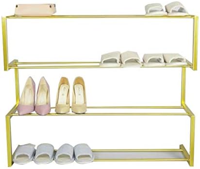 Тјуо три-слој ковано железо решетка за чевли креативен дизајн Едноставен полица што може да се отстрани златниот чевли решетка погоден за балкон