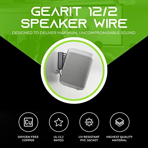 Gearit 12/2 Wireица на звучникот 12awg мерач - во кабел за жица за звучни звучни звуци / CL2 оценет / 2 проводници - бакар без