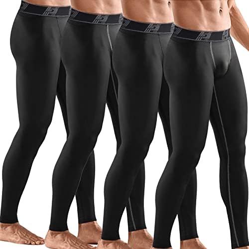 Hoplynn 4 пакувања панталони за компресија Хупки за хеланки мажи, зимски базели за трчање спортски јога