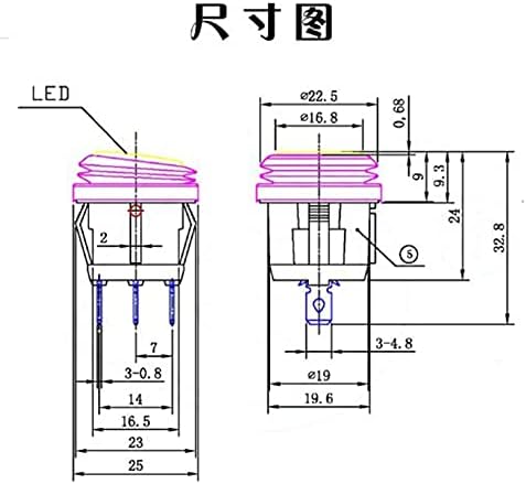 SKXMOD 1PCS KCD1 Тркалезен квадратен водоотпорен прекинувач за светло за вклучување на ламбата за прекинувач за прекинувач за напојување со 3pin