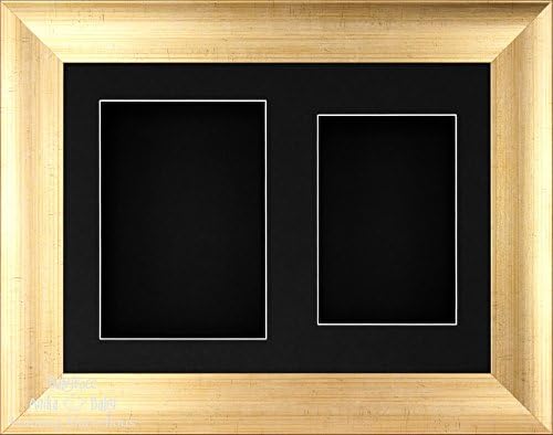Babyrice 11.5x8.5 Антички златен 3Д рамка за приказ / 2 дупка црна монтажа