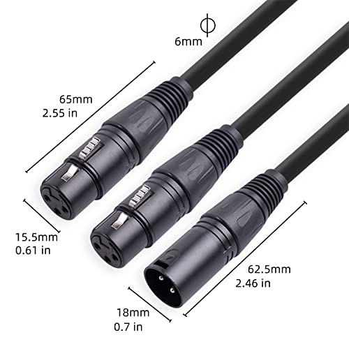 XLR Splitter 1 машки до 2 женски, xlr y Splitter, Microphone Cable 1,5ft, 3pin XLR машки до двојно XLR Female Ye-Splitter избалансирани