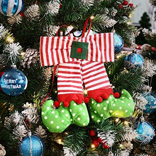 Амосфун Класик Божиќно порибување виси елф стапала чорапи што висат украс новогодишна елка Божиќна забава подарок украс