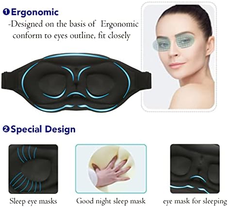 2023 Модна маска за спиење, маска за спиење за жени, блокирање на светлина 3D контурирана маска за очите на очите, мека и удобна, погодна