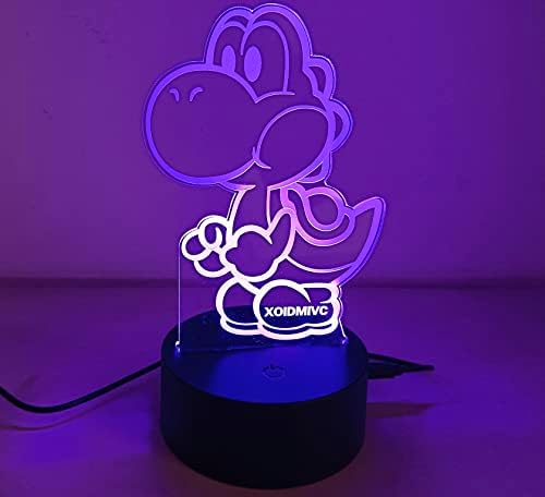 XOIDMIVC Yoshi Светлина, Марио Lamp16 БОЈА RGB Допир Далечински Управувач Јоши Ноќно Светло Детска Соба Декорација Маса Светилка За Божиќ