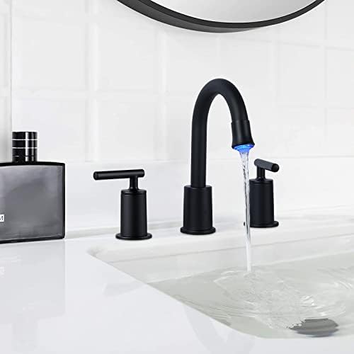 VXV предводена тапа за бања матна црна боја, широко распространета тапа за мијалник за бања, лапа за лабална бања од 2 инчи,
