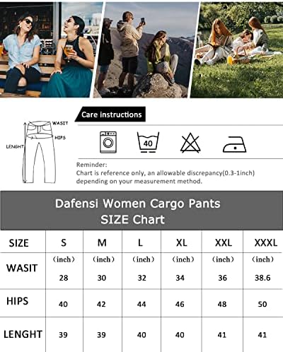 Дафенси женски памучен товар еластичен половината за пешачење панталони лесни панталони со високи панталони со високи половини со џебови
