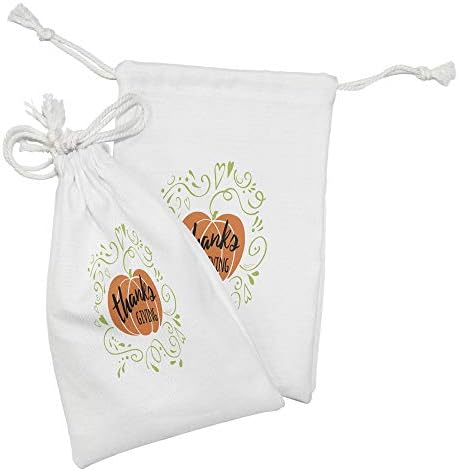 Необичен сет за торбичка за ткаенини за Денот на благодарноста од 2, кадрици и облик на срцева форма украсен печатење од тиква, мала