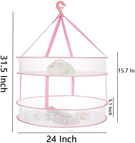 Оикеџиас 2-Ниво Преклопен Џемпер Мрежа Фен, Пиење Виси Решетката За Сушење Рамна Облека Сушење Нето Склопувачки Алишта Виси Решетката Решетката-Розова